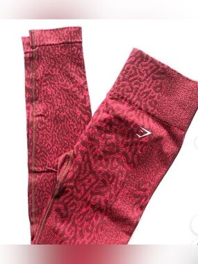 Gymshark Adapt Animal Seamless, Compression Leggings in Red Animal Print